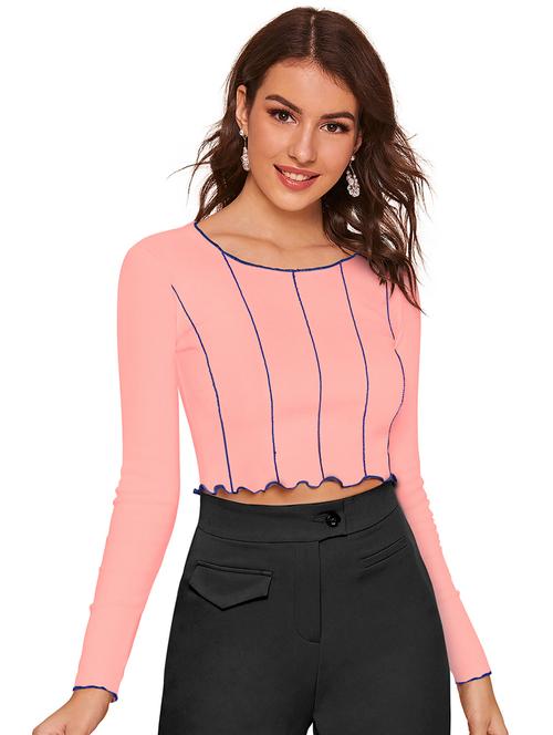 pink solid crop top - 20255456 - Very Small Image - 1