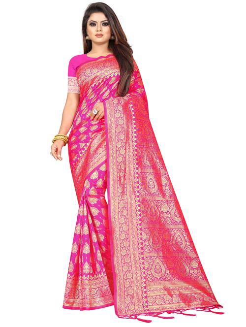 zari work banarasi silk saree with blouse - 20255742 - Very Small Image - 1