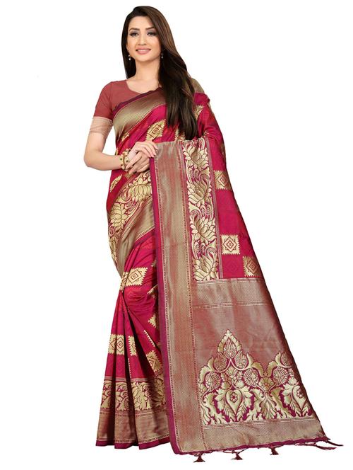 zari work banarasi silk saree with blouse - 20255746 - Very Small Image - 1