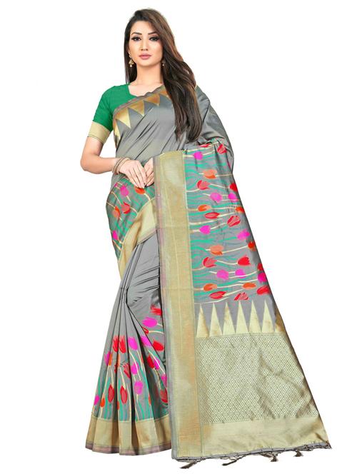 zari work banarasi silk saree with blouse - 20255756 - Very Small Image - 1