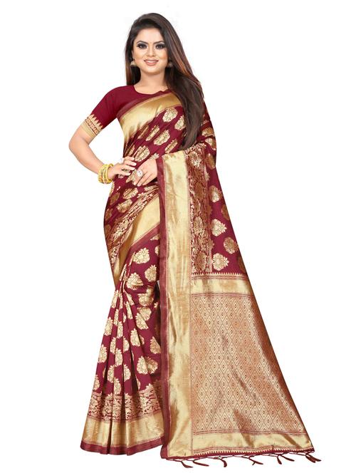 zari work banarasi silk saree with blouse - 20255757 - Very Small Image - 1
