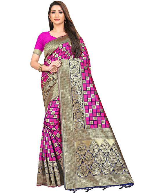 zari work banarasi silk saree with blouse - 20255758 - Very Small Image - 1