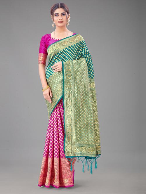 zari work banarasi silk saree - 20255761 - Very Small Image - 1