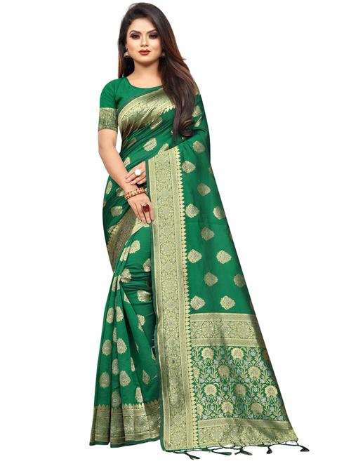 zari work banarasi silk saree with blouse - 20255770 - Very Small Image - 1