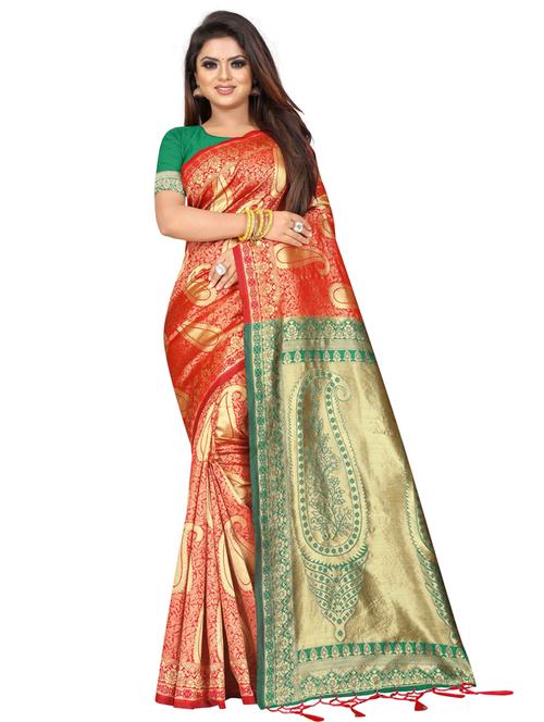 zari work banarasi silk saree with blouse - 20255787 - Very Small Image - 1