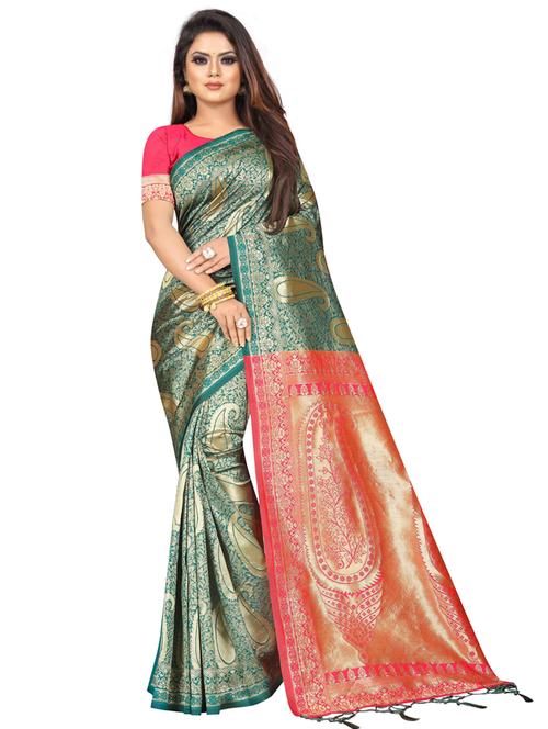 zari work banarasi silk saree with blouse - 20255788 - Very Small Image - 1