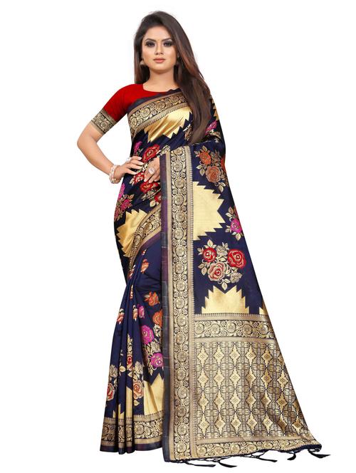 zari work banarasi silk saree with blouse - 20255791 - Very Small Image - 1