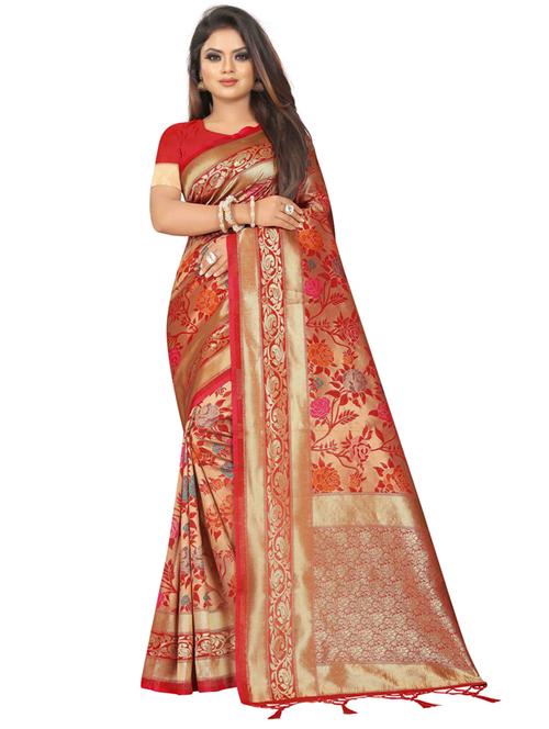 zari work banarasi silk saree with blouse - 20255794 - Very Small Image - 1