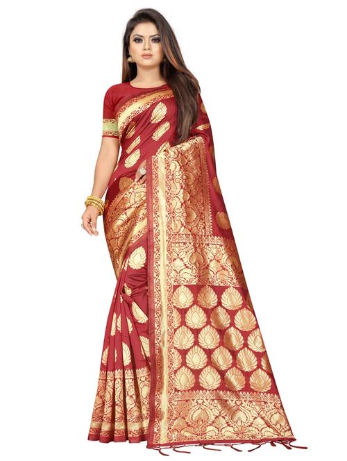 zari work banarasi silk saree with blouse - 20255806 - Very Small Image - 1