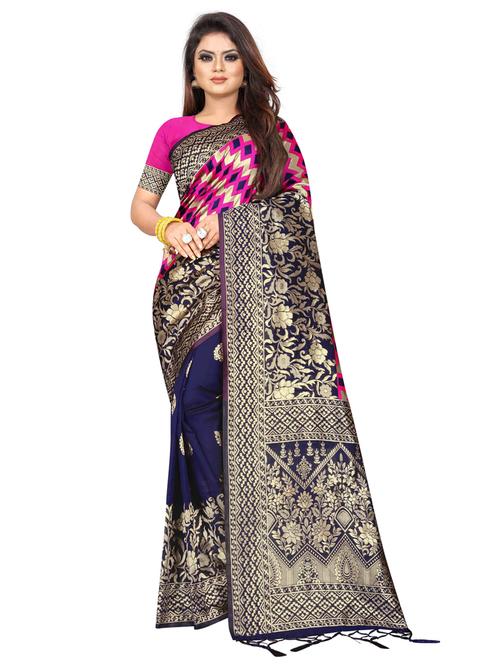 zari work banarasi silk saree with blouse - 20255811 - Very Small Image - 1