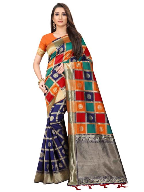 zari work banarasi silk saree with blouse - 20255873 - Very Small Image - 1