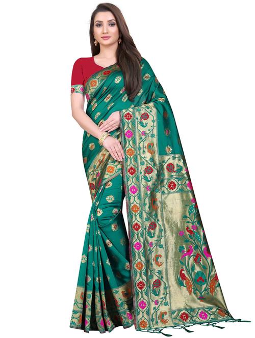 zari work banarasi silk saree with blouse - 20255883 - Very Small Image - 1