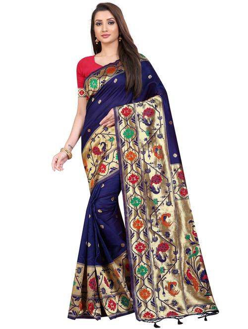 zari work banarasi silk saree with blouse - 20255884 - Very Small Image - 1