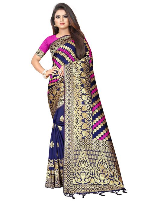 jacquard work banarasi saree with blouse - 20255893 - Very Small Image - 1