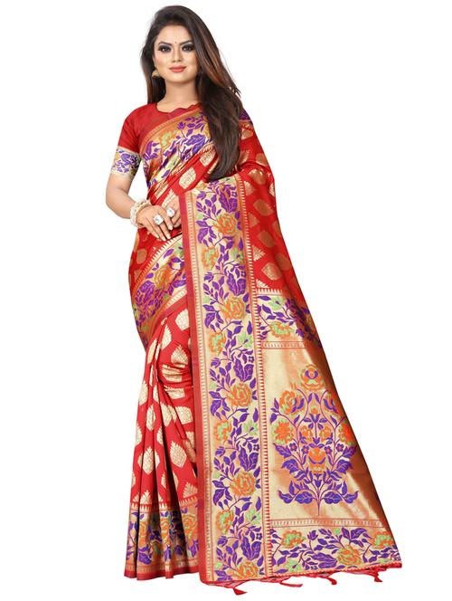 zari work banarasi silk saree with blouse - 20255896 - Very Small Image - 1