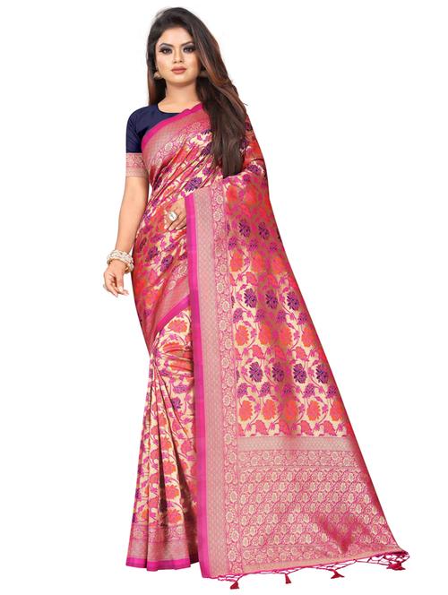 zari work banarasi silk saree with blouse - 20255905 - Very Small Image - 1