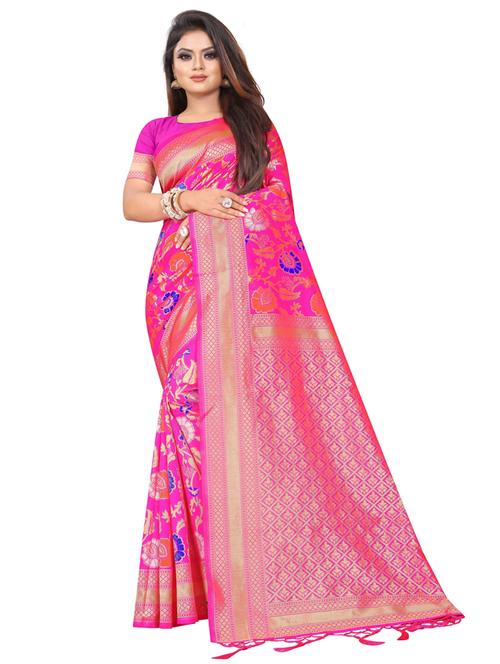 zari work banarasi silk saree with blouse - 20255906 - Very Small Image - 1
