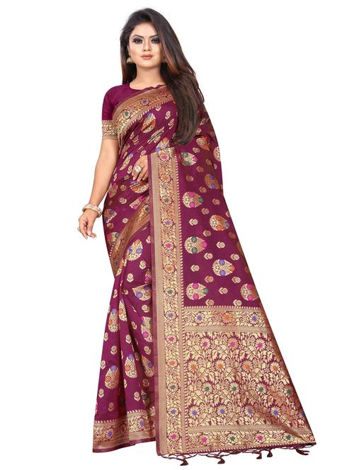 zari work banarasi silk saree with blouse - 20255909 - Very Small Image - 1