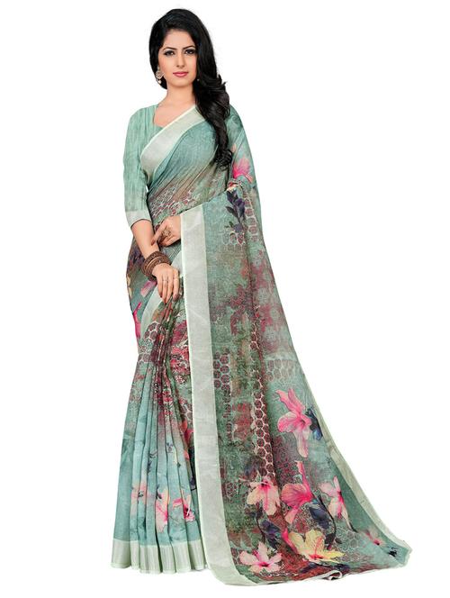 multi colored printed saree with blouse - 20255917 - Very Small Image - 1