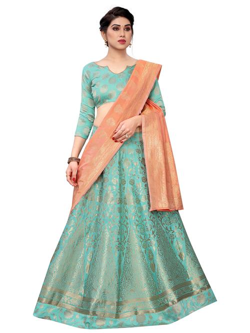 sea green colored flared lehenga - 20255947 - Very Small Image - 1