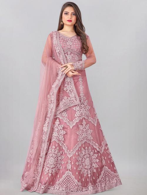 nude colored flared lehenga - 20256036 - Very Small Image - 1