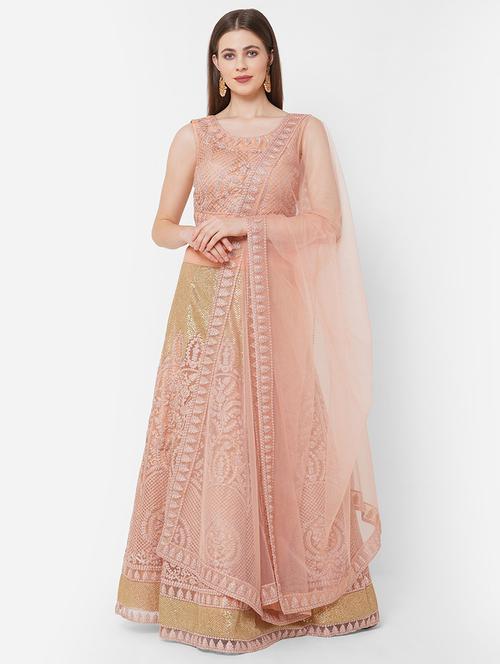 pink colored flared lehenga - 20256104 - Very Small Image - 1