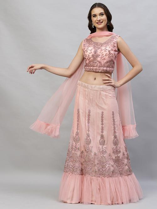 pink colored flared lehenga - 20256173 - Very Small Image - 1