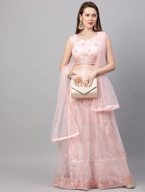 pink colored flared lehenga - 20256196 - Very Small Image - 1