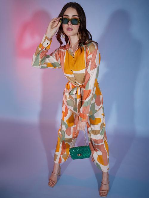 women abstract printed shirt and trouser co-ord set - 20256255 - Very Small Image - 1