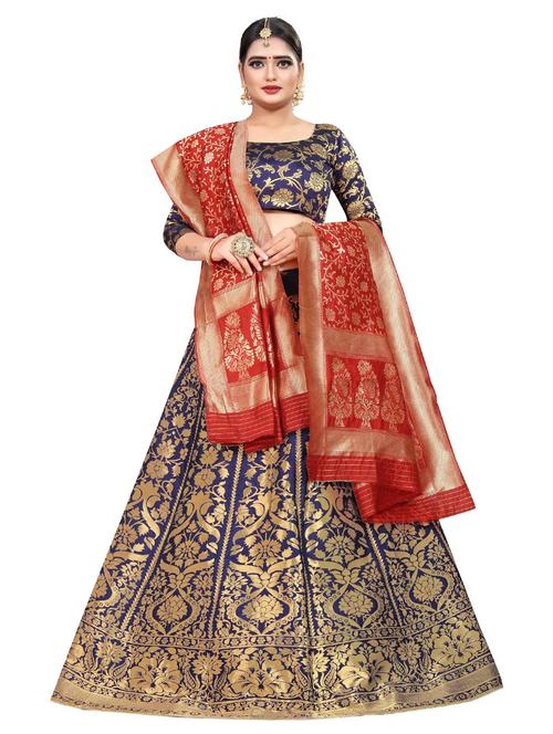 navy blue colored flared lehenga - 20256260 - Very Small Image - 1
