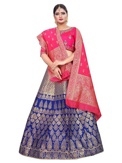 navy blue colored flared lehenga - 20256262 - Very Small Image - 1