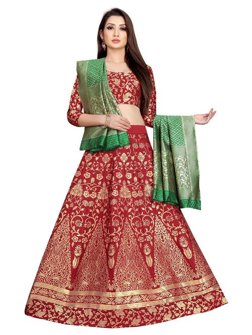 red colored flared lehenga - 20256264 - Very Small Image - 1