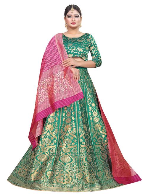 ai aqua colored flared lehenga - 20256268 - Very Small Image - 1