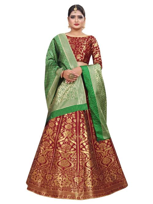 red colored flared lehenga - 20256270 - Very Small Image - 1