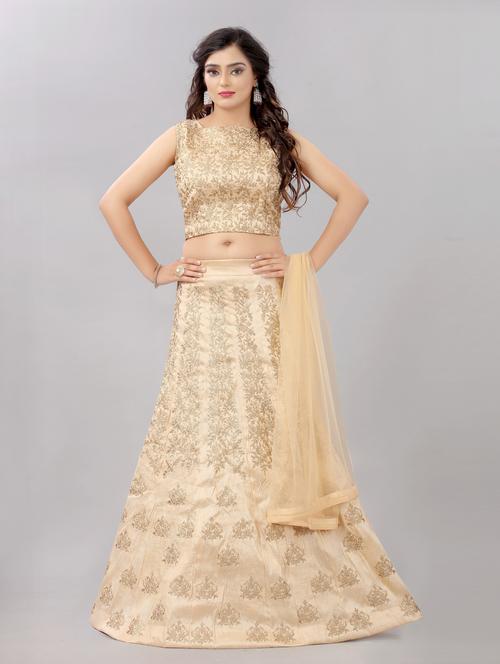 beige colored flared lehenga - 20256295 - Very Small Image - 1