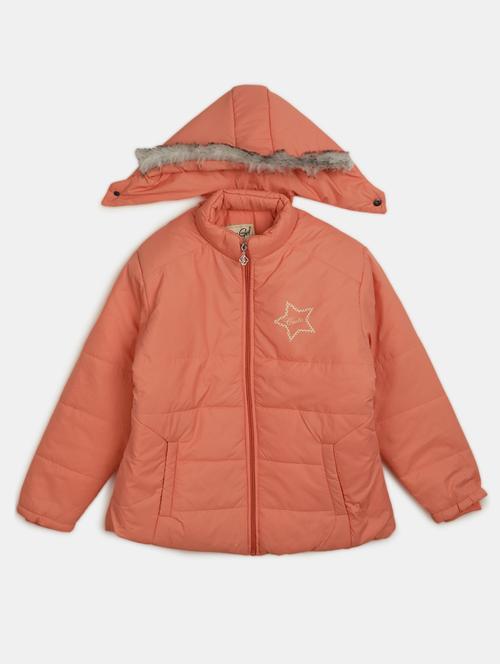 girls peach solid cotton regular jacket - 20256382 - Very Small Image - 1