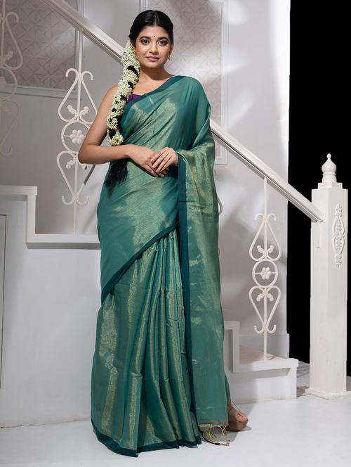 women green tissue handloom saree - 20256665 - Very Small Image - 1