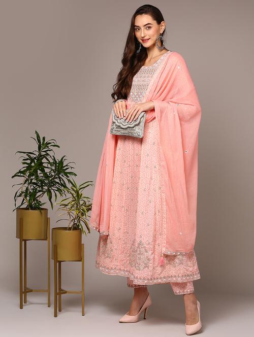 pink colored kurta pant set - 20256873 - Very Small Image - 1