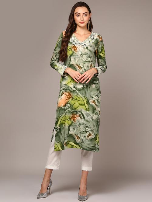 green colored straight kurta - 20256905 - Very Small Image - 1
