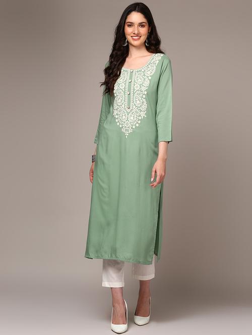 green colored straight kurta - 20256916 - Very Small Image - 1