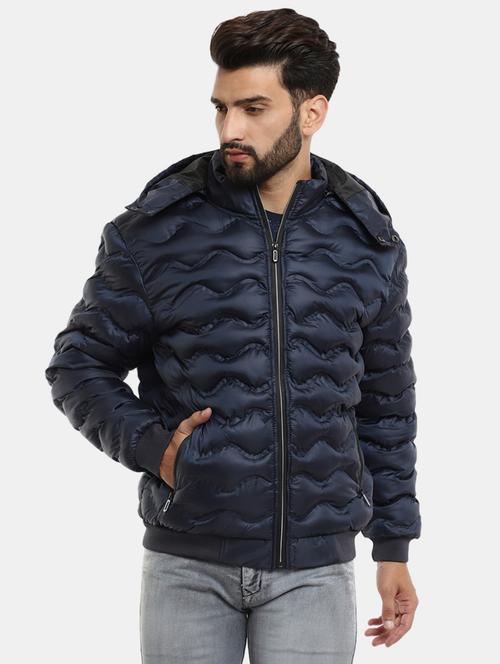 men navy blue quilted cotton casual jacket - 20257014 - Very Small Image - 1