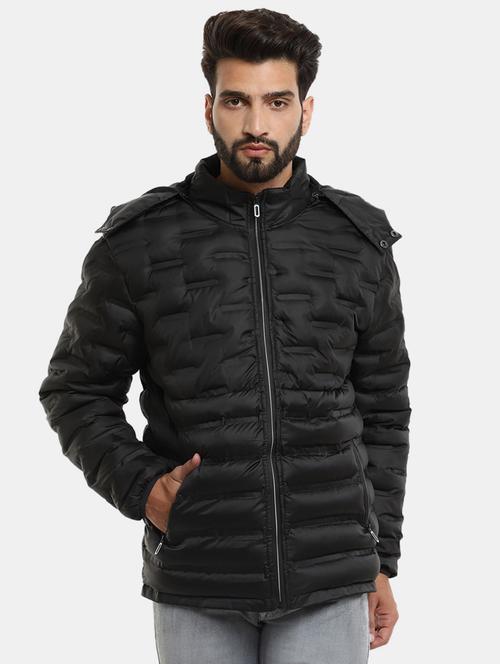 men black quilted cotton casual jacket - 20257016 - Very Small Image - 1