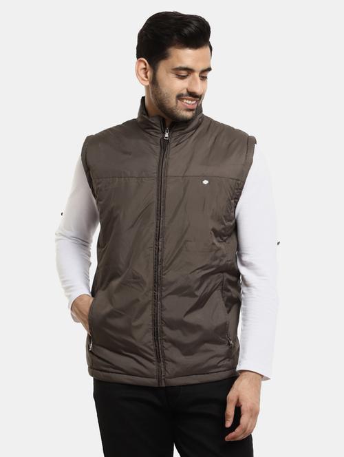 men solid charcoal grey cotton casual jacket - 20257026 - Very Small Image - 1