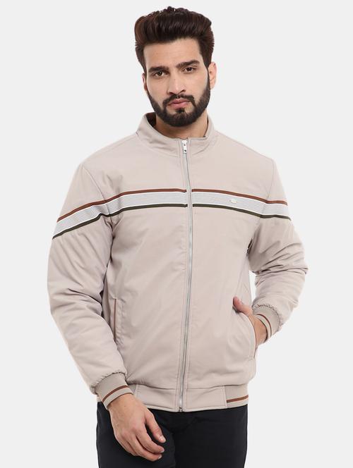 men solid nude color cotton casual jacket - 20257038 - Very Small Image - 1