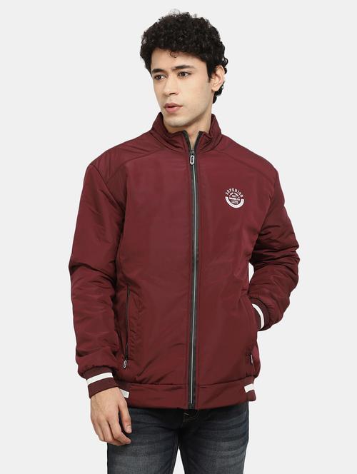 men solid maroon cotton casual jacket - 20257047 - Very Small Image - 1