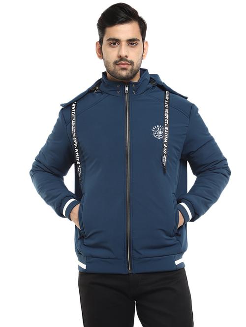 men solid dark blue sleeveless cotton casual jacket - 20257101 - Very Small Image - 1