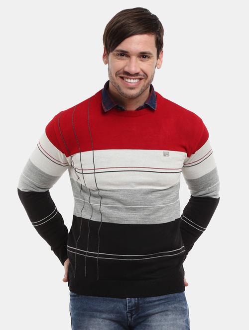 men color block round neck cotton pullover - 20257228 - Very Small Image - 1