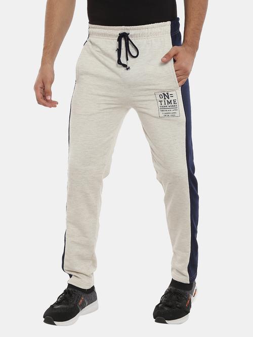 men beige color block cotton track pant - 20257407 - Very Small Image - 1