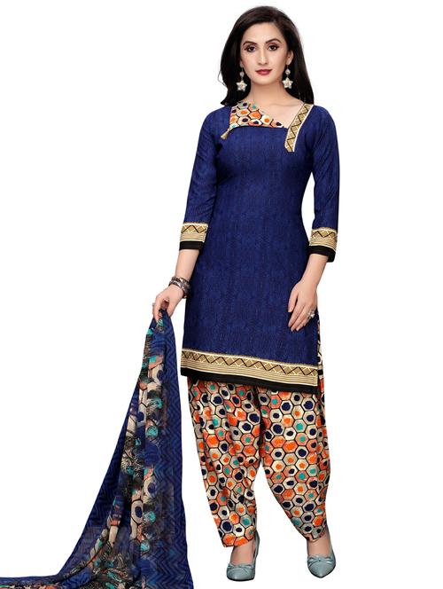 navy blue colored unstiched dress - 20258513 - Very Small Image - 1