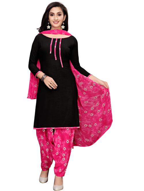 black colored unstiched dress - 20258524 - Very Small Image - 1
